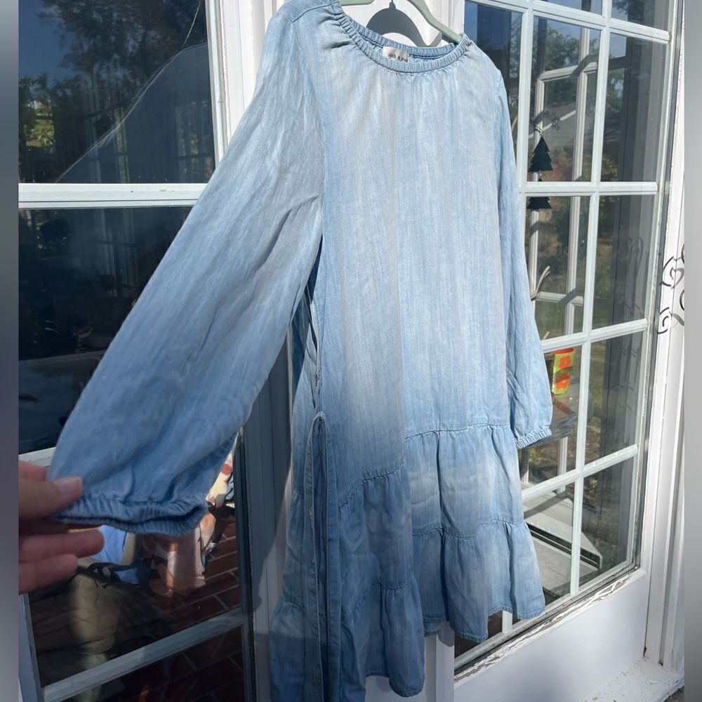 Anthropologie Cloth and Stone Tiered Tencel Chambray Dress NWT - Picture 3 of 12